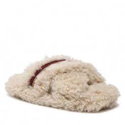 Femme Chaussons Tommy Hilfiger - Sherpa Fur Home Slippers Strap FW0FW06576 Classic Beige ACI Beige