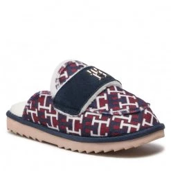 Femme Chaussons Tommy Hilfiger - Loafer Mule Slipper Monogram FW0FW06716 Rwb Monogram 0KQ Multicolore