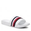 Femme Mules / Sandales De Bain Tommy Hilfiger - Corporate Web Detail Slide FW0FW06719 White YBR Blanc -Tommy Hilfiger Soldes 01 0000301107866 mk
