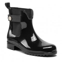 Femme Bottes De Pluie Tommy Hilfiger - Ankle Rainboot With Metal Detail FW0FW06777 Black BDS Noir