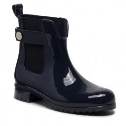 Femme Bottes De Pluie Tommy Hilfiger - Ankle Rainboot With Metal Detail FW0FW06777 Desert Sky DW5 Bleu Marine