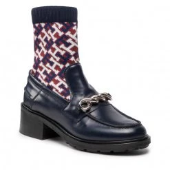 Femme Bottines Tommy Hilfiger - Monogram Bootie FW0FW06823 Desert Sky DW5 Bleu Marine