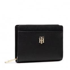Accessoires Portefeuille Femme Grand Format Tommy Hilfiger - Th Timeless Med Wallet Blk AW0AW13985 BDS Noir