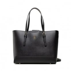 Tommy Hilfiger Soldes 9 Sacs Sac à Main Tommy Hilfiger - Th Timeless Med Tote AW0AW12211 BDS Noir