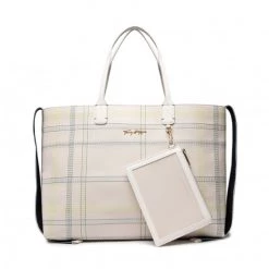 Sacs Sac à Main TOMMY HILFIGER - Iconic Tommy Tote Check AF4 Beige