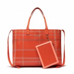 Sacs Sac à Main Tommy Hilfiger - Iconic Tommy Tote Check AW0AWI2311 0JH Orange