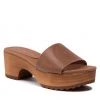 Femme Mules / Sandales De Bain Tommy Hilfiger - Feminine Mid Heel Clog Sandal FW0FW06241 Summer Cognac GU9 Marron -Tommy Hilfiger Soldes 01 0000209910056 is