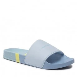 Femme Mules / Sandales De Bain Tommy Hilfiger - Th Stripy Pool Slide FW0FW06579 Breezy Blue C10 Bleu