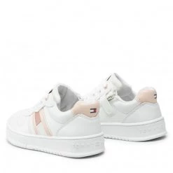 Enfant Sneakers TOMMY HILFIGER - Lo Cut Lace-Up T3A4-32143-1351 White/Pink X134 Blanc -Tommy Hilfiger Soldes 02 0000209681536 sw