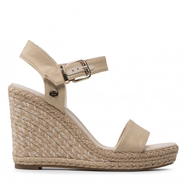 Femme Espadrilles TOMMY HILFIGER - Shiny Touches High Wedge Sandal FW0FW06180 Light Gold 0LJ Beige 4 Femme Espadrilles TOMMY HILFIGER - Shiny Touches High Wedge Sandal FW0FW06180 Light Gold 0LJ Beige – Image 2
