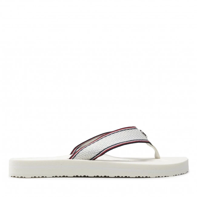 Femme Tongs TOMMY HILFIGER - Hardware Flat Beach Sandal FW0FW06421 Ecru YBL Blanc 4 Femme Tongs TOMMY HILFIGER - Hardware Flat Beach Sandal FW0FW06421 Ecru YBL Blanc – Image 2
