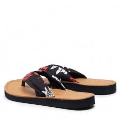 Femme Tongs TOMMY HILFIGER - Flower Print Flat Beach Sandal FW0FW06422 Rwb 0GY Bleu Marine -Tommy Hilfiger Soldes 02 0000209911923 sw
