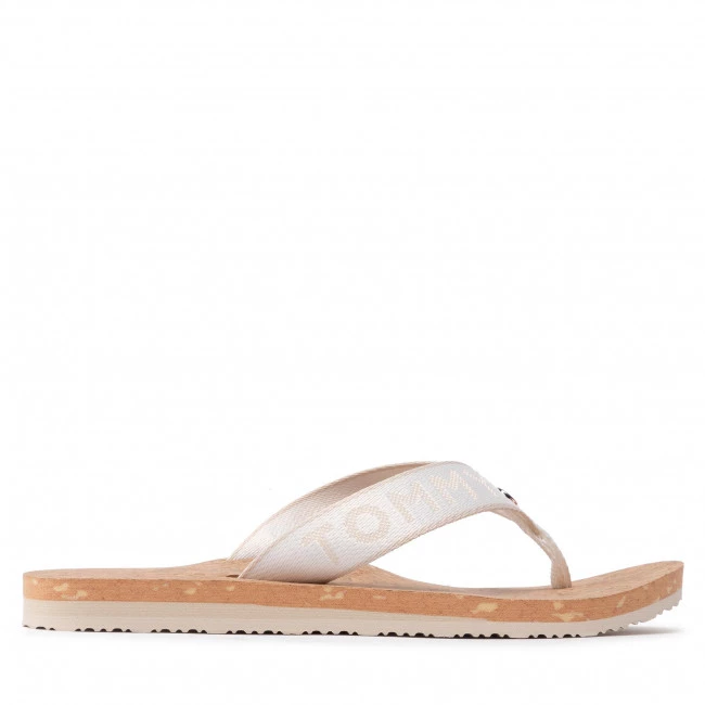 Femme Tongs TOMMY HILFIGER - Tommy Webbing Flat Beach Sandal FW0FW06527 Ecru YBL Blanc 4 Femme Tongs TOMMY HILFIGER - Tommy Webbing Flat Beach Sandal FW0FW06527 Ecru YBL Blanc – Image 2