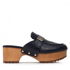Femme Mules / Sandales De Bain TOMMY HILFIGER - Th Hardware Mid Heel Clog FW0FW06602 Desert Sky DW5 Bleu Marine -Tommy Hilfiger Soldes 02 0000300531433 mk
