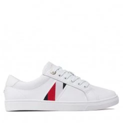 Femme Sneakers Tommy Hilfiger - Corporate Tommy Cupsole FW0FW06605 White YBR Blanc -Tommy Hilfiger Soldes 02 0000300531495 is
