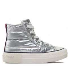 Enfant Baskets TOMMY HILFIGER - High Top Lace-Up Sneaker T3A9-32290-1437 M Silver 904 Argent -Tommy Hilfiger Soldes 02 0000300783740 is