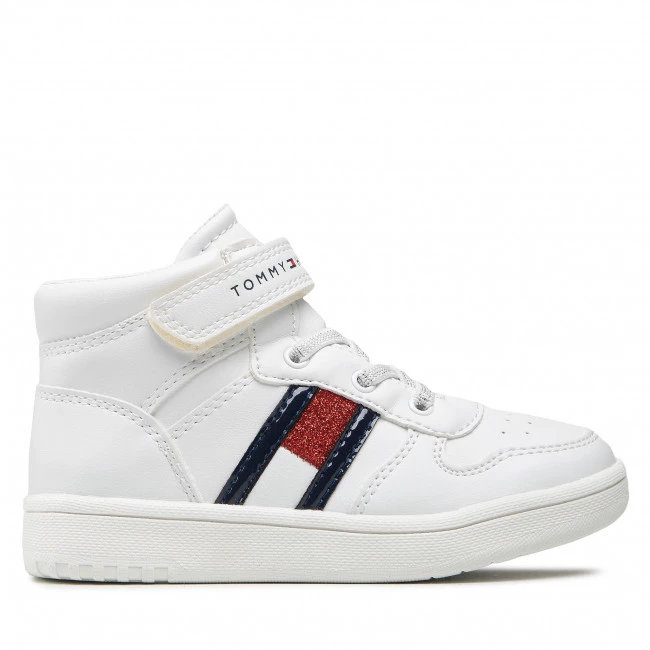 Enfant Sneakers TOMMY HILFIGER - Higt Top Lace-Up/Velcro Sneaker T3A9-32330-1438 S White 100 Blanc 4 Enfant Sneakers TOMMY HILFIGER - Higt Top Lace-Up/Velcro Sneaker T3A9-32330-1438 S White 100 Blanc – Image 2
