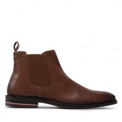 Homme Bottines Chelsea TOMMY HILFIGER - Signature Hilfiger Lth Chelsea FM0FM04177 Winter Cognac GVI Marron -Tommy Hilfiger Soldes 02 0000301099376 mg