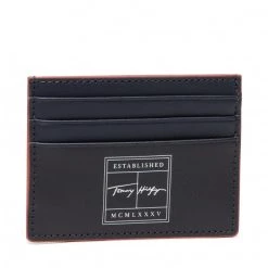 Accessoires Étui Cartes De Crédit Tommy Hilfiger - Th Signature Cc Holder AM0AM08598 DW5 Bleu Marine