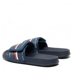 Enfant Mules / Sandales De Bain TOMMY HILFIGER - Maxi Velcro Pool Slide T3B0-32272-1172 M Blue 800 Bleu Marine -Tommy Hilfiger Soldes 03 0000209250152 pl