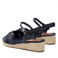 Femme Espadrilles TOMMY HILFIGER - Rope Wedge Sandal T3A7-32186-1380 S Blue 800 Bleu Marine -Tommy Hilfiger Soldes 03 0000209681901 is