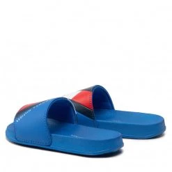 Enfant Mules / Sandales De Bain TOMMY HILFIGER - Flag Print Pool Slide T3B0-32273-1172 M Royal 801 Bleu -Tommy Hilfiger Soldes 03 0000209682076 st