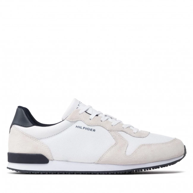 Homme Sneakers TOMMY HILFIGER - Iconic Material Mix Runner FM0FM04022 White YBR Blanc 4 Homme Sneakers TOMMY HILFIGER - Iconic Material Mix Runner FM0FM04022 White YBR Blanc – Image 2