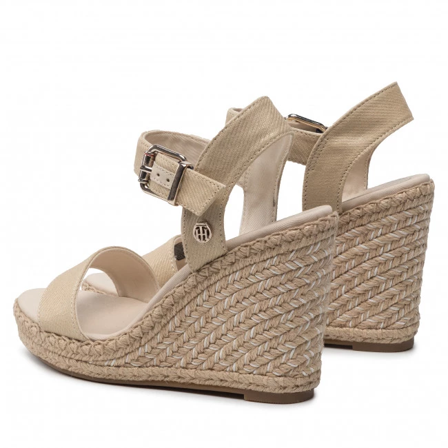Femme Espadrilles TOMMY HILFIGER - Shiny Touches High Wedge Sandal FW0FW06180 Light Gold 0LJ Beige 5 Femme Espadrilles TOMMY HILFIGER - Shiny Touches High Wedge Sandal FW0FW06180 Light Gold 0LJ Beige – Image 3