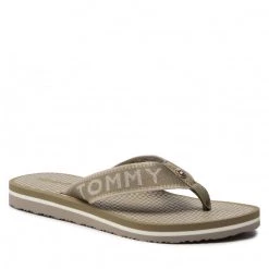 Femme Tongs TOMMY HILFIGER - Shiny Webbing Beach Sandal FW0FW06419 Woodridge GXR Beige