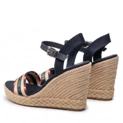 Femme Espadrilles TOMMY HILFIGER - Corporate Webbing High Wedge FW0FW06295 Desert Sky DW5 Bleu Marine -Tommy Hilfiger Soldes 03 0000209910940 sw