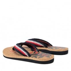 Femme Tongs TOMMY HILFIGER - Th Cork Footbed Beach Sandal FW0FW06425 Desert Sky DW5 Bleu Marine -Tommy Hilfiger Soldes 03 0000209911381 plj