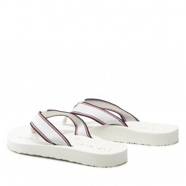 Femme Tongs TOMMY HILFIGER - Hardware Flat Beach Sandal FW0FW06421 Ecru YBL Blanc 5 Femme Tongs TOMMY HILFIGER - Hardware Flat Beach Sandal FW0FW06421 Ecru YBL Blanc – Image 3