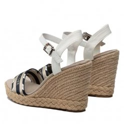 Femme Espadrilles TOMMY HILFIGER - Corporate Webbing High Wedge FW0FW06295 Ecru YBL Beige, Blanc -Tommy Hilfiger Soldes 03 0000209911633 pl