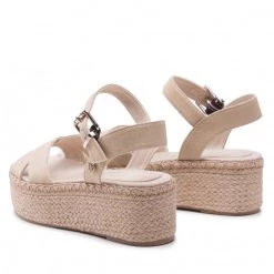 Femme Espadrilles TOMMY HILFIGER - Shiny Touches Flatform Wedge FW0FW06245 Light Gold 0LJ Beige -Tommy Hilfiger Soldes 03 0000209911800 mg