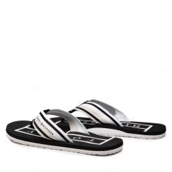 Homme Tongs Tommy Hilfiger - Strips Hilfiger Beach Sandal FM0FM04066 White YBR Beige -Tommy Hilfiger Soldes 03 0000300529485 bs