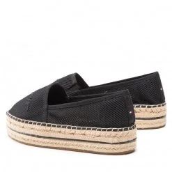 Femme Espadrilles TOMMY HILFIGER - Th Textured Flatform Espadrille FW0FW06433 Black BDS Noir -Tommy Hilfiger Soldes 03 0000300530702 kt