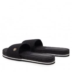 Femme Espadrilles TOMMY HILFIGER - Th Textured Flat Sandal FW0FW06438 Black BDS Noir -Tommy Hilfiger Soldes 03 0000300530764 mk