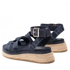 Femme Espadrilles TOMMY HILFIGER - Tommy Webbing Low Wedge Sandal FW0FW06442 Desert Sky DW5 Bleu Marine -Tommy Hilfiger Soldes 03 0000300530801 ks