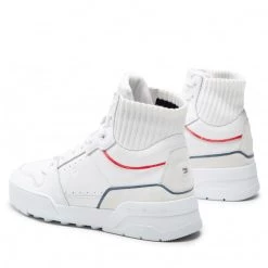 Femme Sneakers TOMMY HILFIGER - High Cut Basket Sneaker FW0FW06522 White YBR Blanc -Tommy Hilfiger Soldes 03 0000300530962 sw