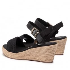 Femme Espadrilles TOMMY HILFIGER - Th Textured Low Wedge Sandal FW0FW06555 Black BDS Noir -Tommy Hilfiger Soldes 03 0000300531211 sw