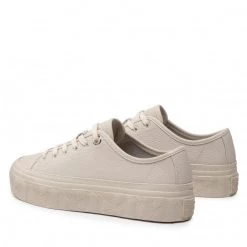 Femme Sneakers TOMMY HILFIGER - Essential Th Leather Sneaker FW0FW06556 Feather White AF4 Beige -Tommy Hilfiger Soldes 03 0000300531259 mk