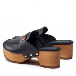 Femme Mules / Sandales De Bain TOMMY HILFIGER - Th Hardware Mid Heel Clog FW0FW06602 Desert Sky DW5 Bleu Marine -Tommy Hilfiger Soldes 03 0000300531433 mk
