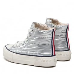 Enfant Baskets TOMMY HILFIGER - High Top Lace-Up Sneaker T3A9-32290-1437 M Silver 904 Argent -Tommy Hilfiger Soldes 03 0000300783740 is