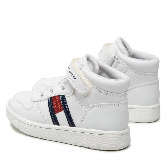 Enfant Sneakers TOMMY HILFIGER - Higt Top Lace-Up/Velcro Sneaker T3A9-32330-1438 S White 100 Blanc 5 Enfant Sneakers TOMMY HILFIGER - Higt Top Lace-Up/Velcro Sneaker T3A9-32330-1438 S White 100 Blanc – Image 3