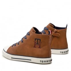 Enfant Baskets TOMMY HILFIGER - High Top Lace-Up Sneaker T3X9-32452-1355 S Tobacco 520 Marron -Tommy Hilfiger Soldes 03 0000300784310 mf
