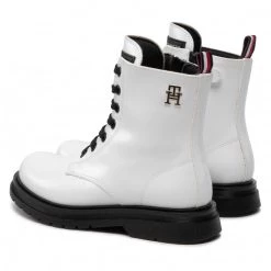 Enfant Bottes De Randonnée TOMMY HILFIGER - Lace-Up Bootie T4A5-32411-1453 M White 100 Blanc -Tommy Hilfiger Soldes 03 0000300784402 st