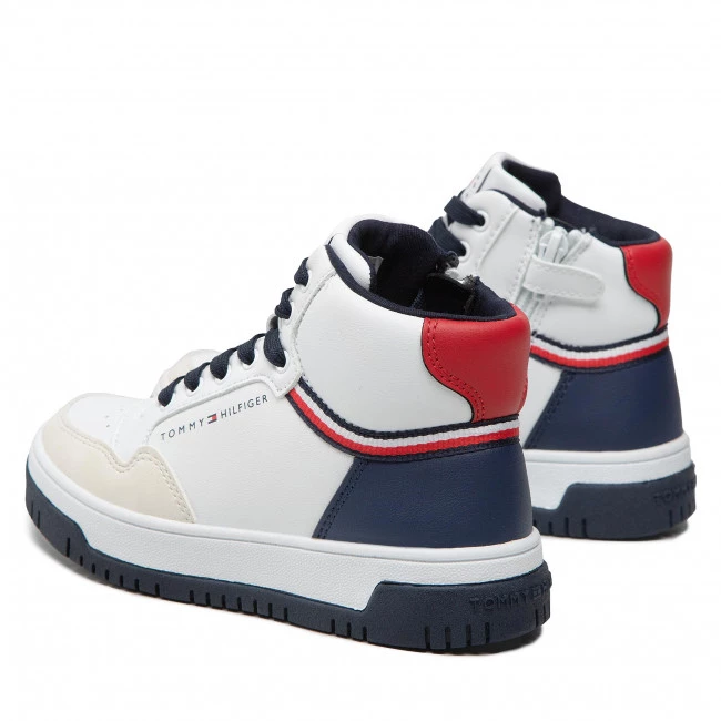 Enfant Sneakers TOMMY HILFIGER - High Top Lace-Up Sneaker T3B9-32482-1355Y M White/Blue/Red 003 Blanc 5 Enfant Sneakers TOMMY HILFIGER - High Top Lace-Up Sneaker T3B9-32482-1355Y M White/Blue/Red 003 Blanc – Image 3