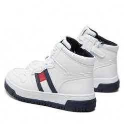 Enfant Sneakers TOMMY HILFIGER - High Top Lace-Up Sneaker T3B9-32485-1351 M White 100 Blanc -Tommy Hilfiger Soldes 03 0000300887745 is