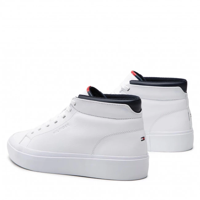 Homme Sneakers TOMMY HILFIGER - Prep Vulc High Leather FM0FM04172 White YBR Blanc 5 Homme Sneakers TOMMY HILFIGER - Prep Vulc High Leather FM0FM04172 White YBR Blanc – Image 3