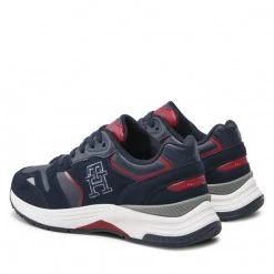 Homme Sneakers Tommy Hilfiger - Prep Sneaker Leather Monogran FM0FM04285 Desert Sky DW5 Bleu Marine -Tommy Hilfiger Soldes 03 0000301103509 rz